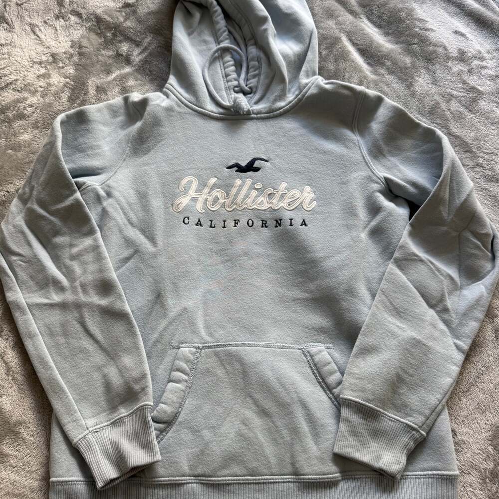 Hollister Light Blue Cropped Hoodie